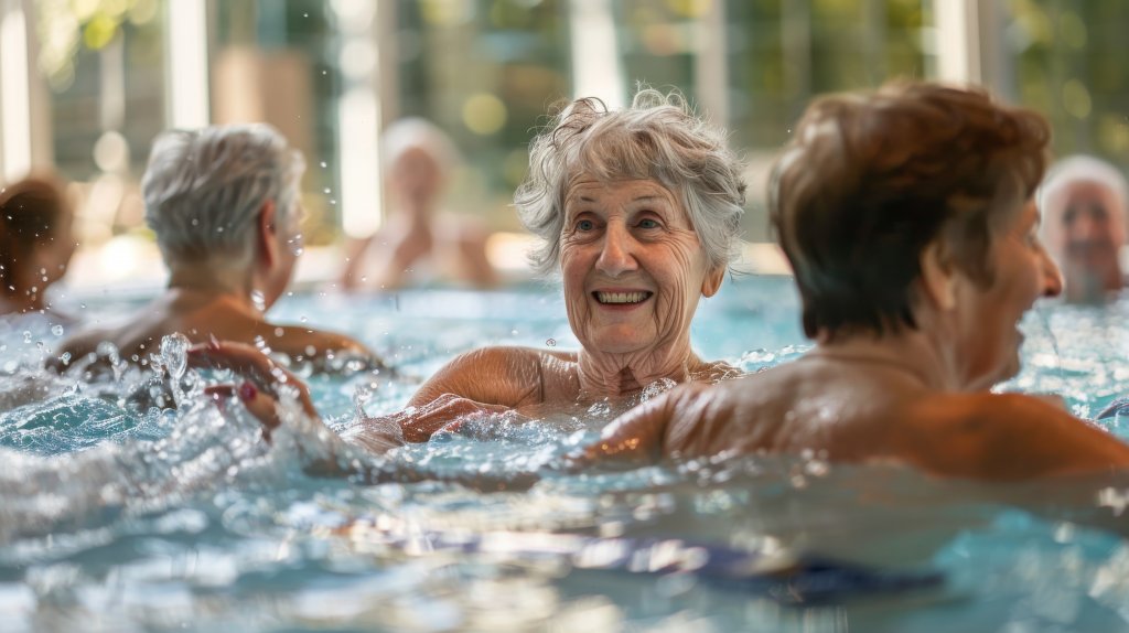 Ältere Damen biem Schwimmen.