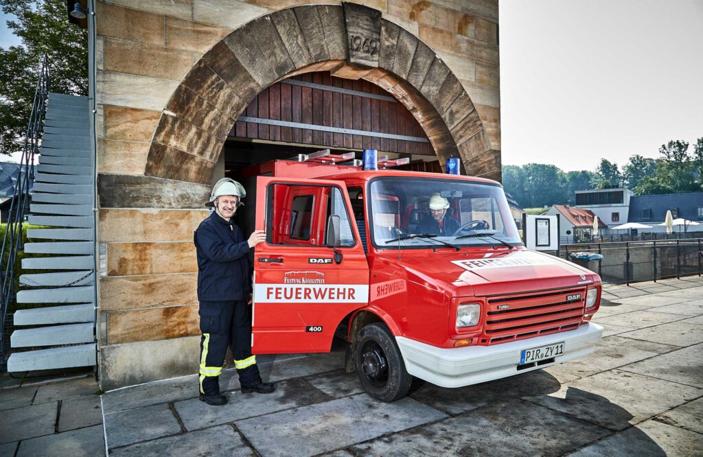 Bei Blitzeinschlags zur Stelle: Feuerwehr auf der Festung Königstein