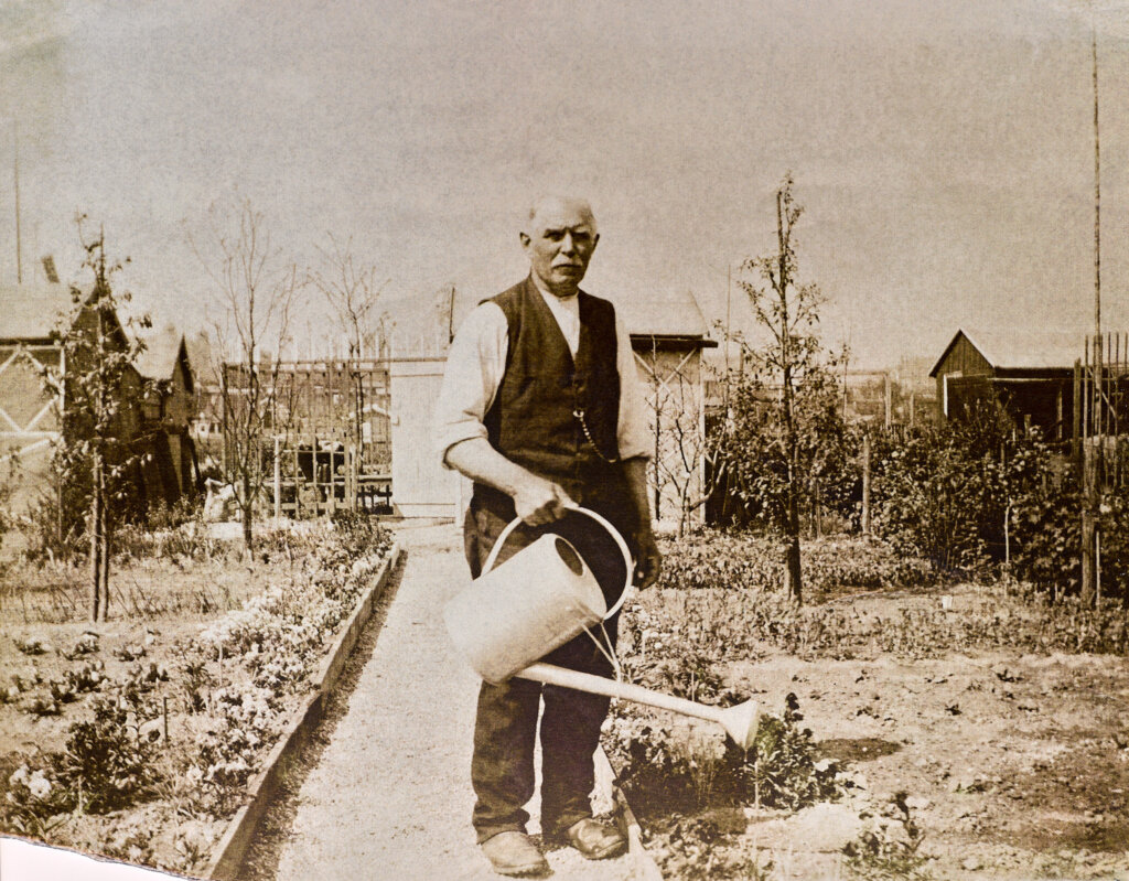 Ernst Hirsch, der Großvater im Garten